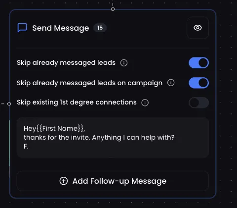 Configuration de la campagne Auto-Accept dans ReactIn