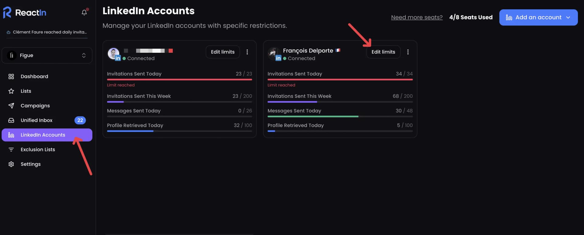 Paramètres de sécurité du compte LinkedIn ReactIn
