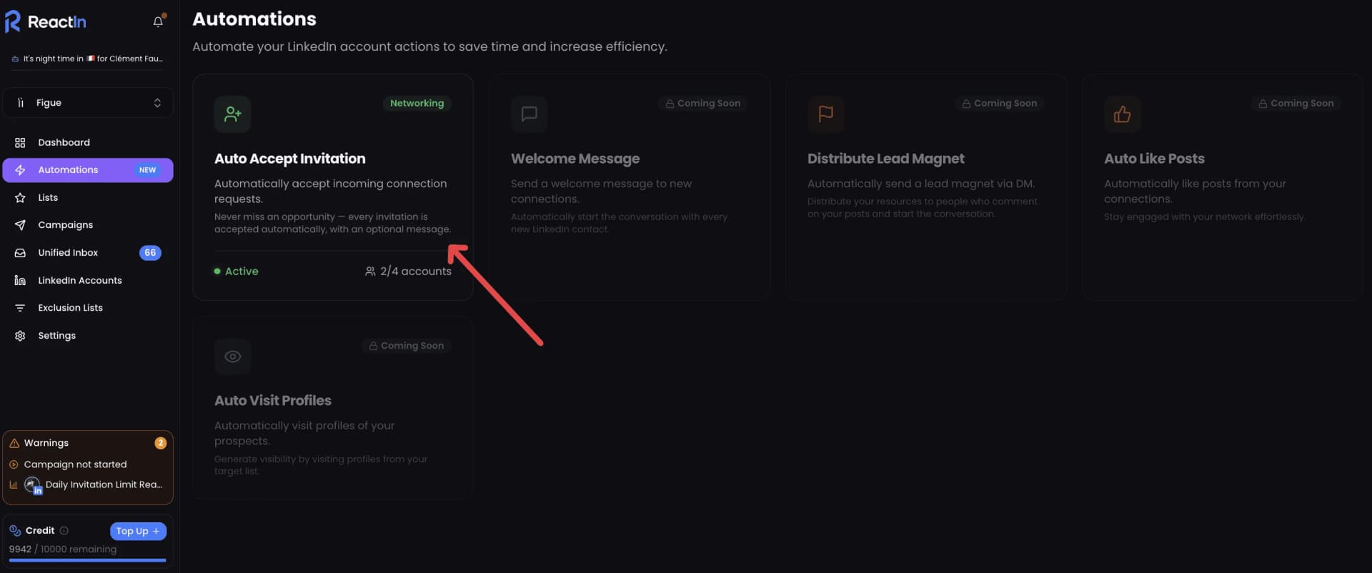 Activer l'automatisation Auto-Accept