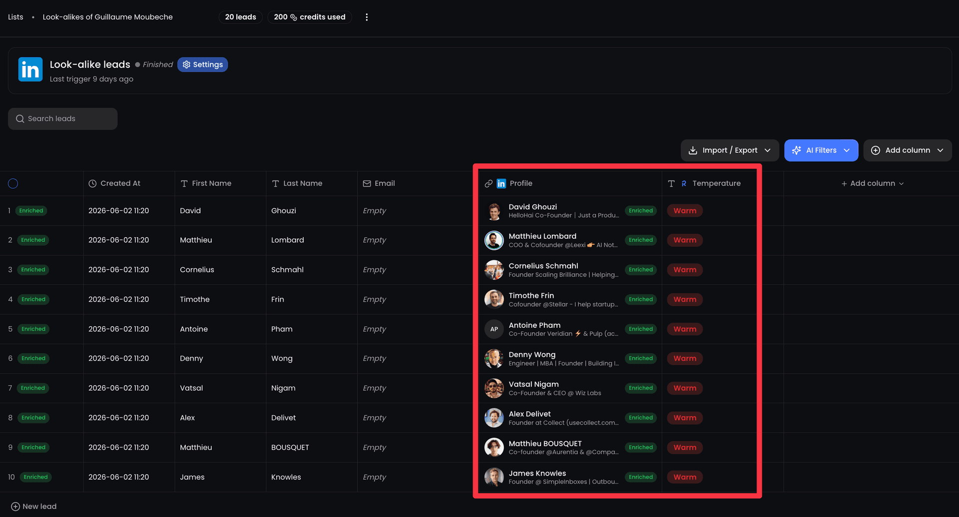 Options de configuration similaire ReactIn pour affiner la correspondance d'audience
