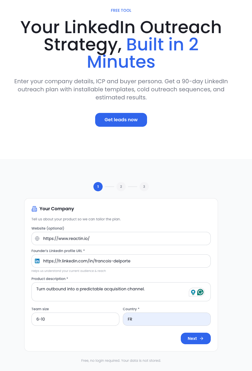 ReactIn GTM Coach providing personalized LinkedIn go-to-market recommendations